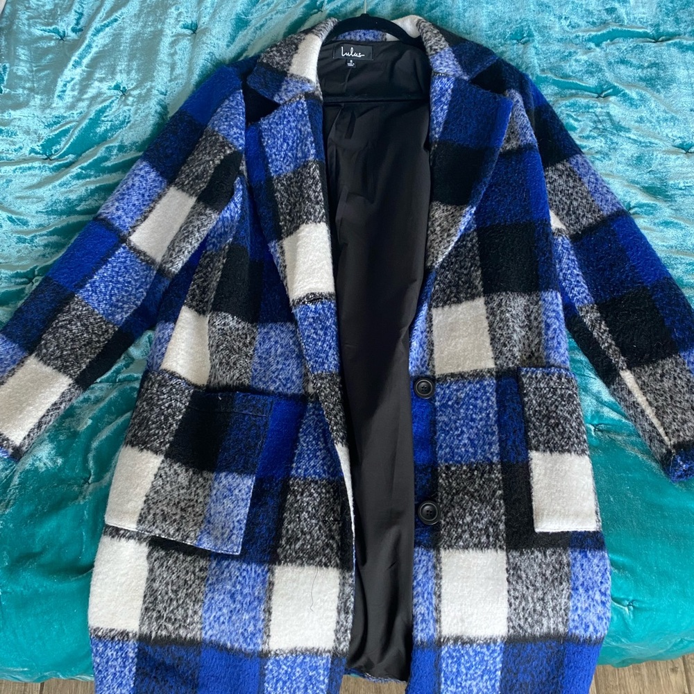 Lulus Blue Checkered coat